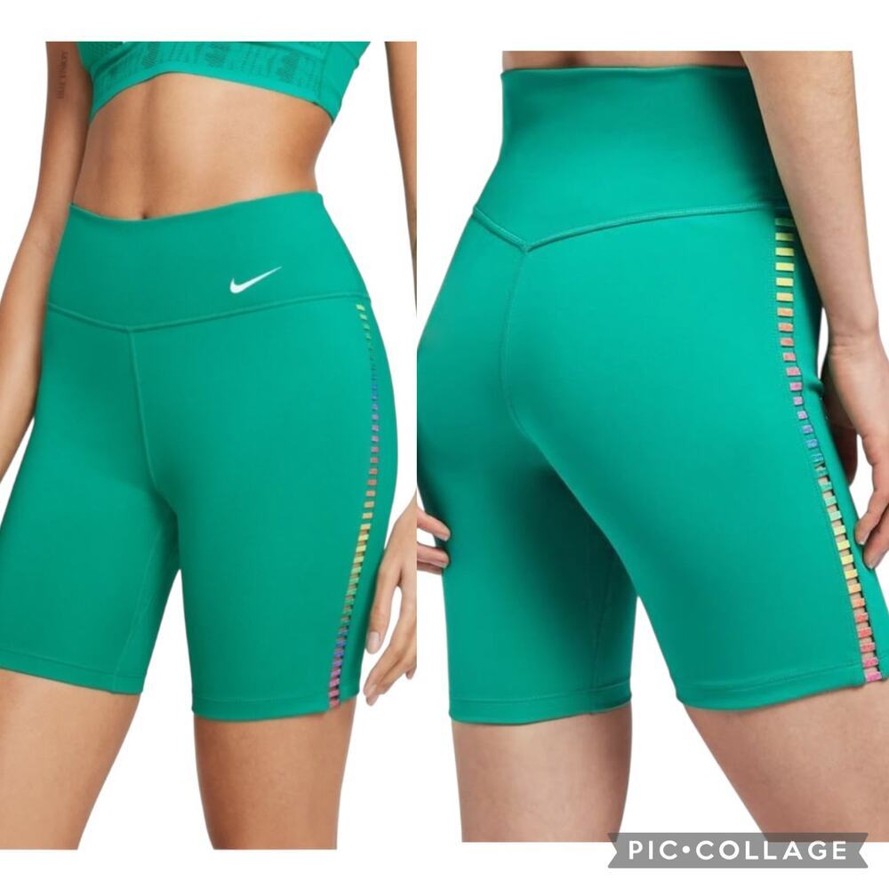 NIKE Women's One extra small Neptune Green Ladder Rainbow 7-Inch dri-fit Shorts​
